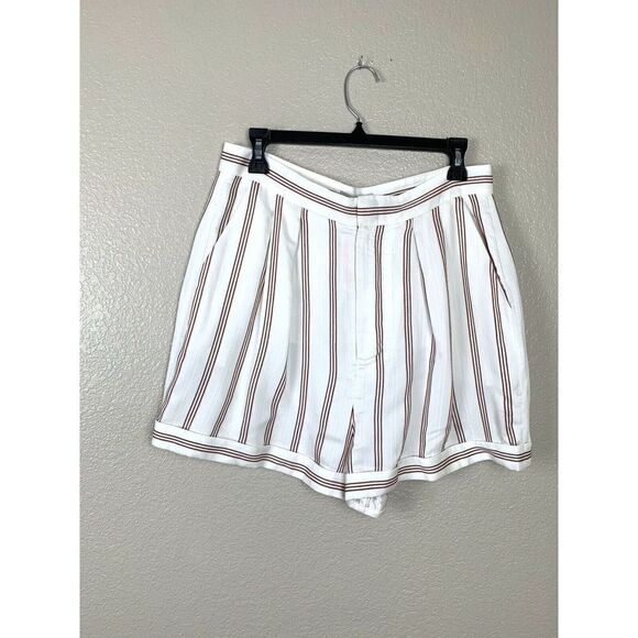 Joie Carvel Striped Shorts Size 12 White Black Pink - Picture 2 of 5
